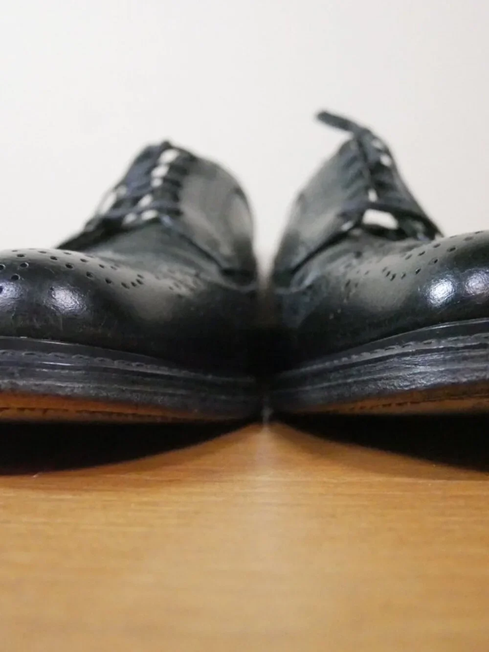 Florsheim Wingtip Oxfords Shoes Sz 12 Black Leather Almond Toe Preppy *No Insole